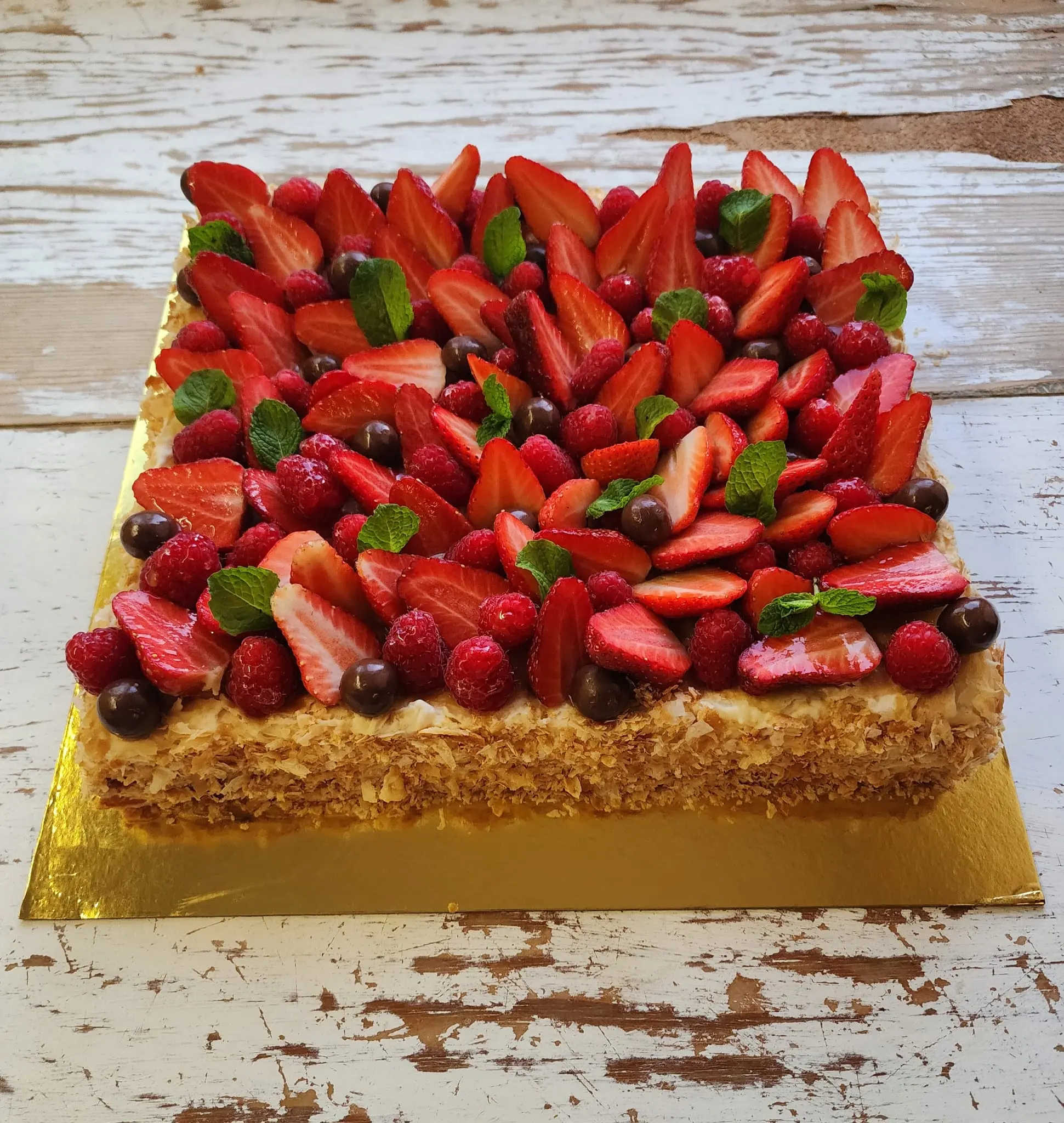 Salted Caramel and Red Berry Napolitan Cake