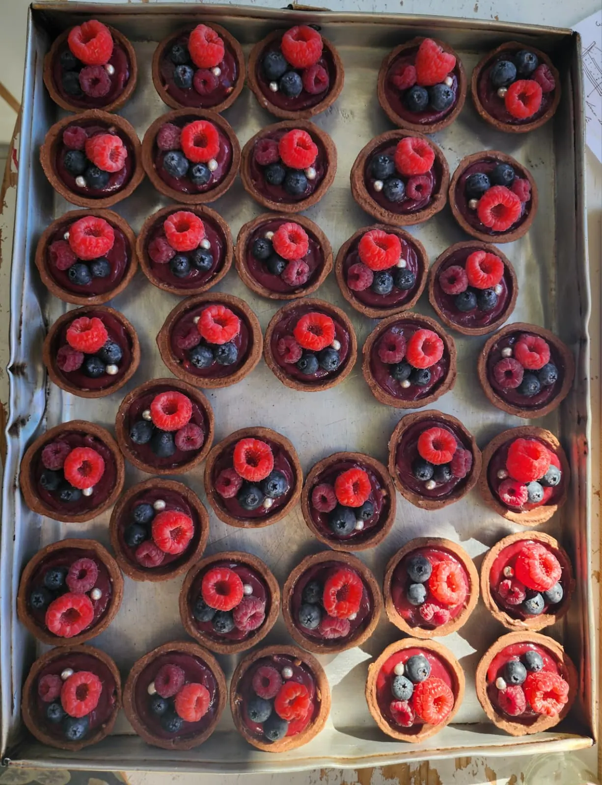 Salted Dark Chocolate and Red Berry Mini Tartlets